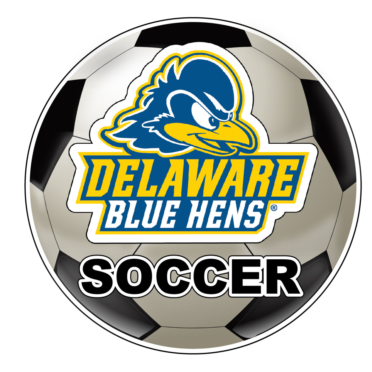 Delaware Blue Hens 4-Inch Round Soccer Ball Vinyl Decal Sticker