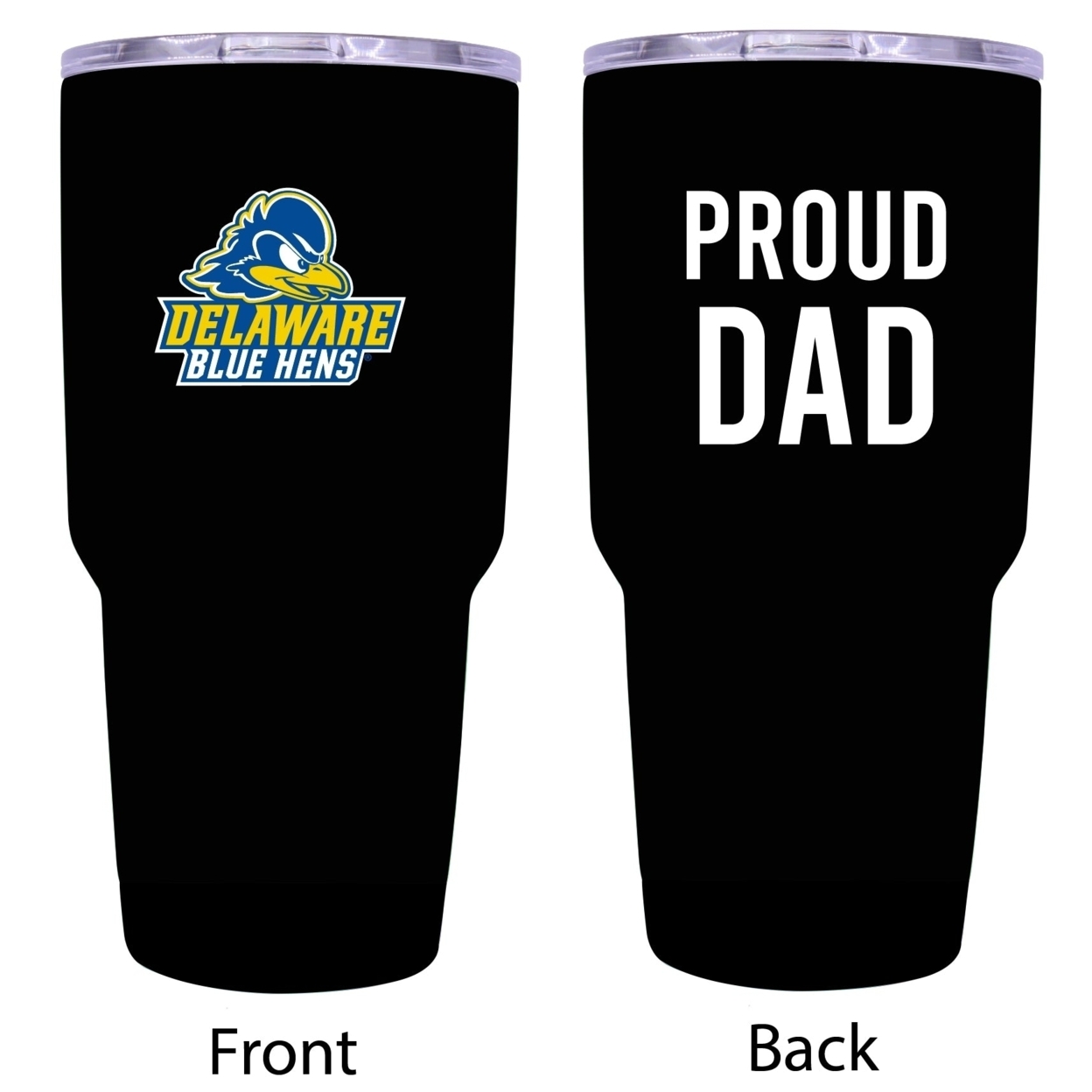 R And R Imports Delaware Blue Hens Proud Dad 24 Oz Insulated Stainless Steel Tumblers Black.
