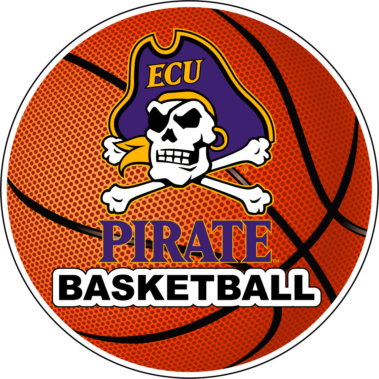 East Carolina Pirates 4-Inch Round Basketball Vinyl Decal Sticker