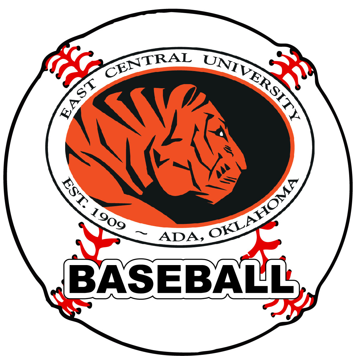 East Central University Tigers 4-Inch Round Baseball Vinyl Decal Sticker