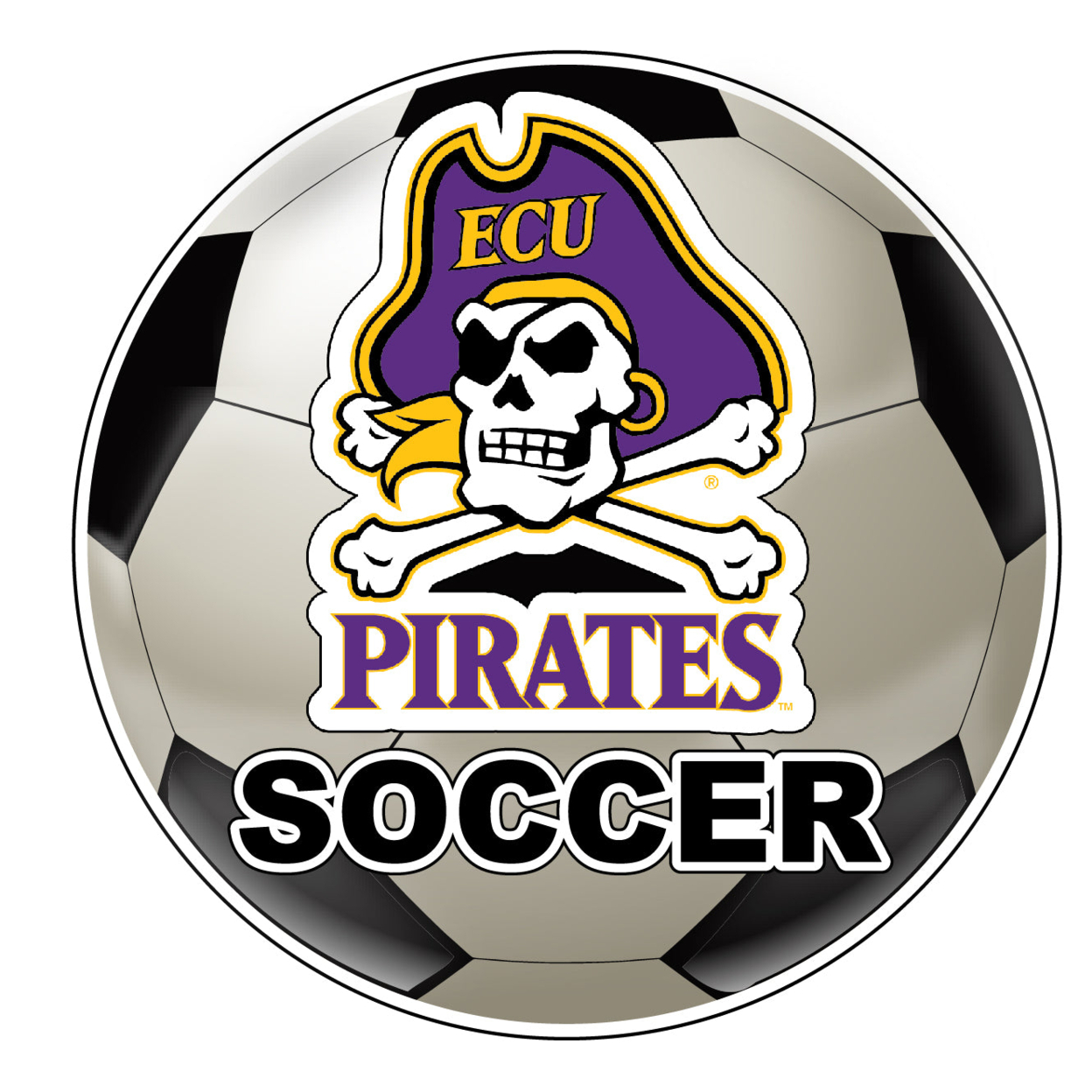 East Carolina Pirates 4-Inch Round Soccer Ball Vinyl Decal Sticker