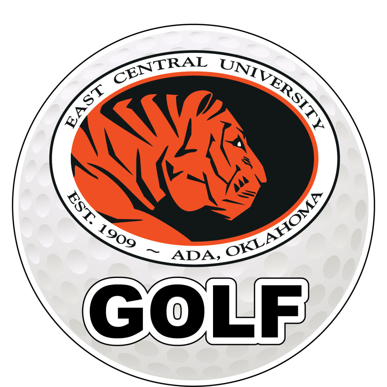 East Central University Tigers 4-Inch Round Golf Ball Vinyl Decal Sticker