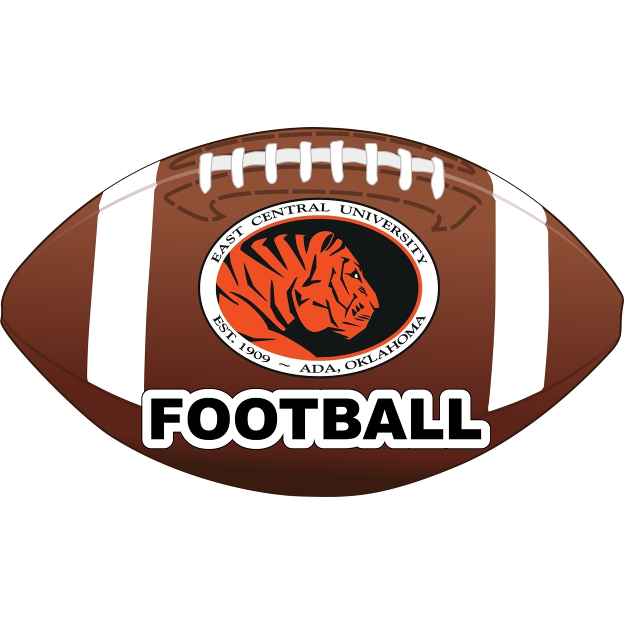 East Central University Tigers 4-Inch Round Football Vinyl Decal