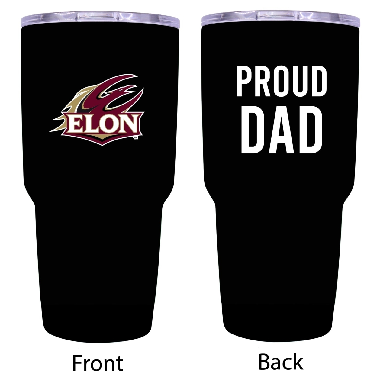 R And R Imports Elon University Proud Dad 24 Oz Insulated Stainless Steel Tumblers Black.