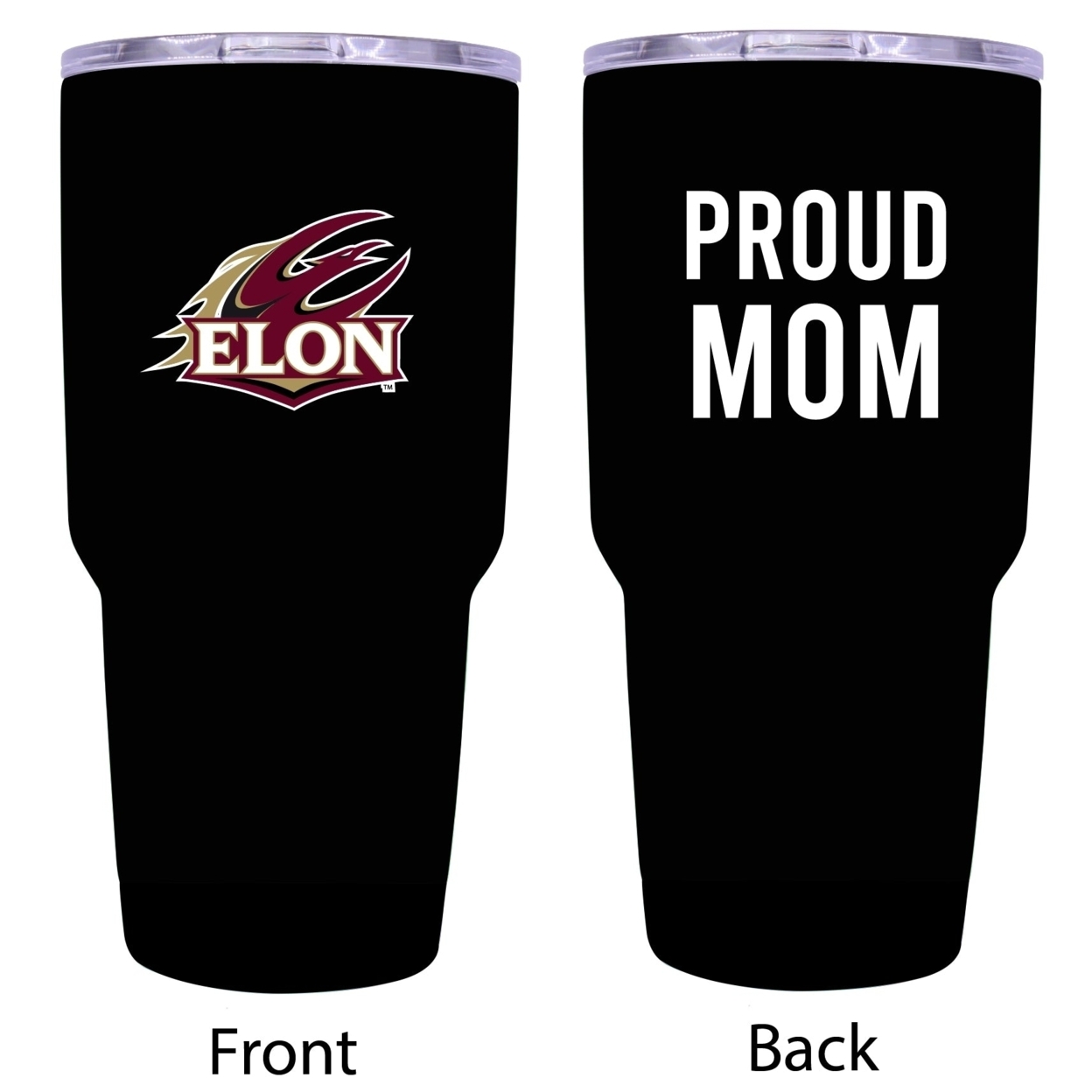 R And R Imports Elon University Proud Mom 24 Oz Insulated Stainless Steel Tumblers Black.