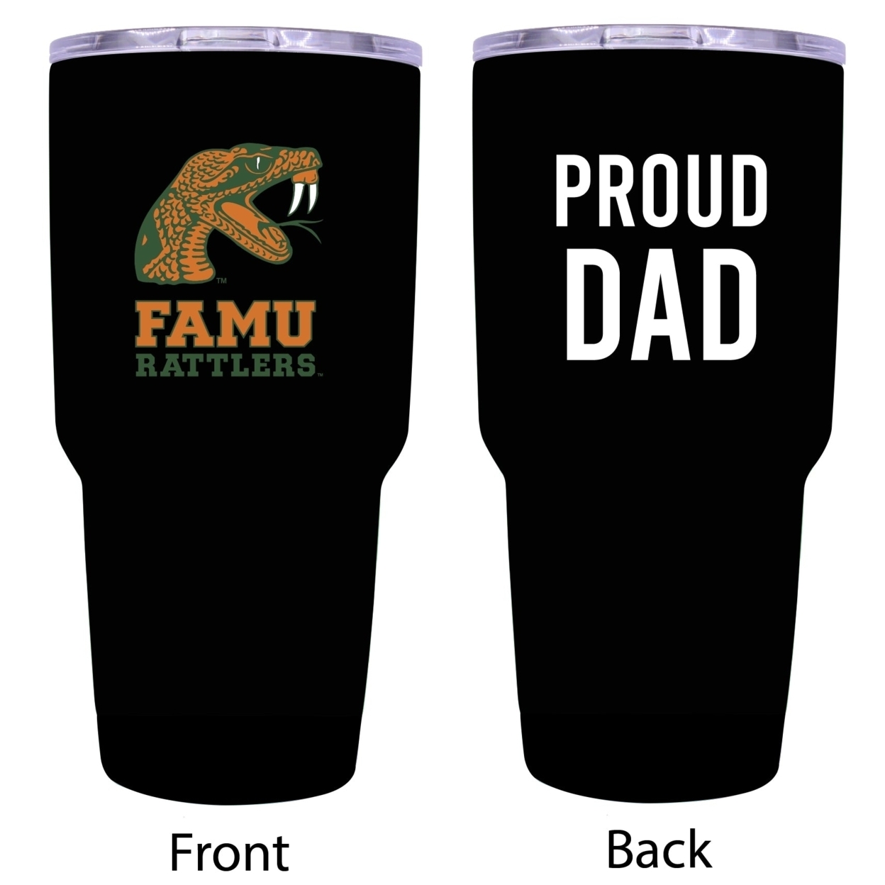 R And R Imports Florida A&M Rattlers Proud Dad 24 Oz Insulated Stainless Steel Tumblers Black.