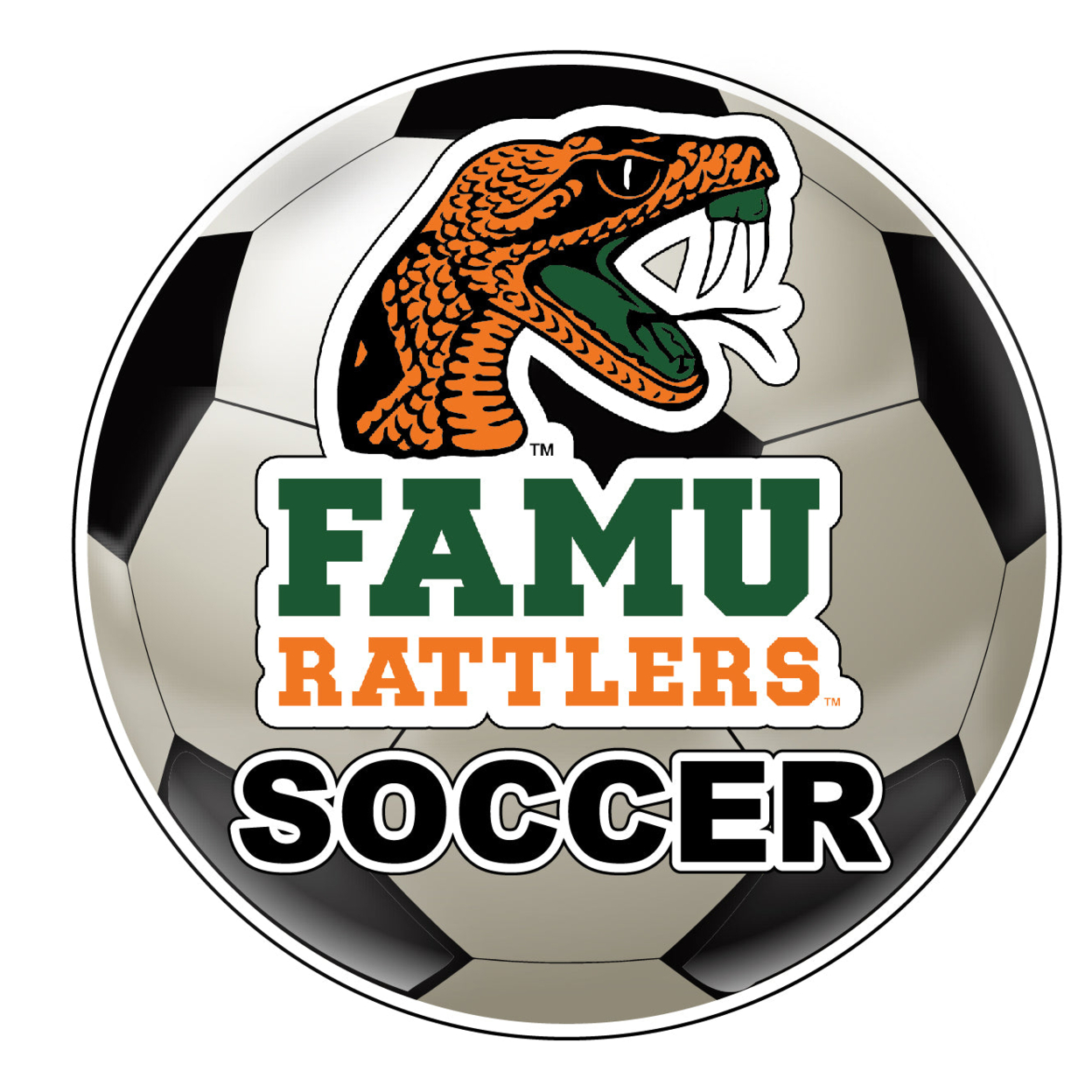 Florida A&M Rattlers 4-Inch Round Soccer Ball Vinyl Decal Sticker