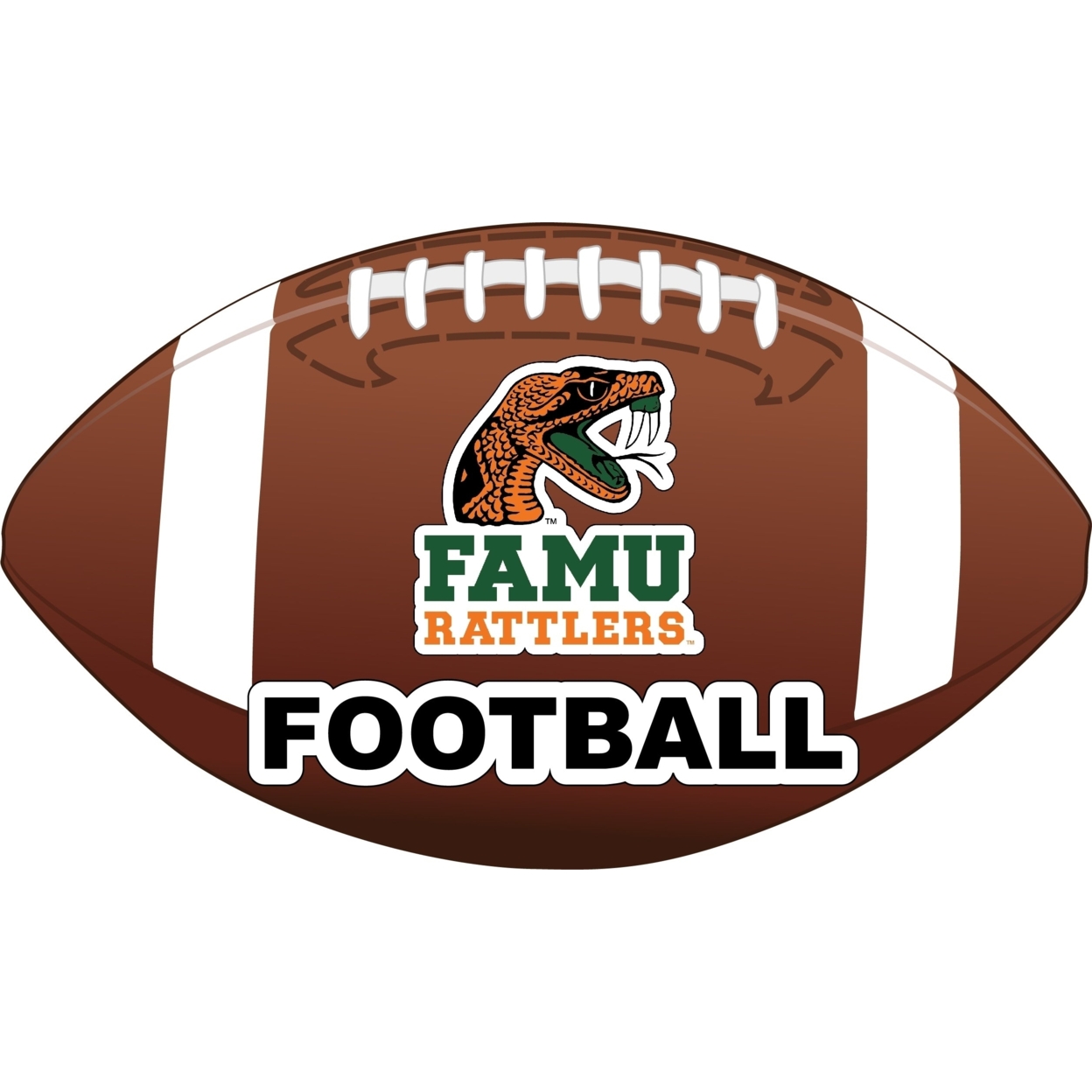 Florida A&M Rattlers 4-Inch Round Football Vinyl Decal
