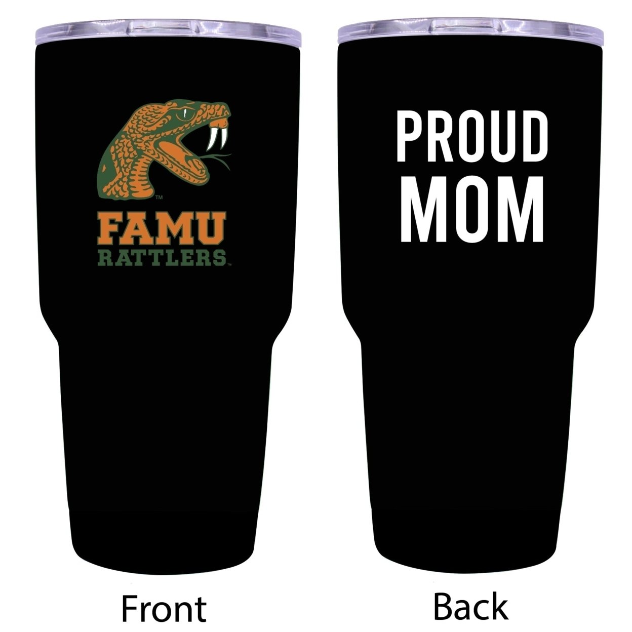 R And R Imports Florida A&M Rattlers Proud Mom 24 Oz Insulated Stainless Steel Tumblers Black.