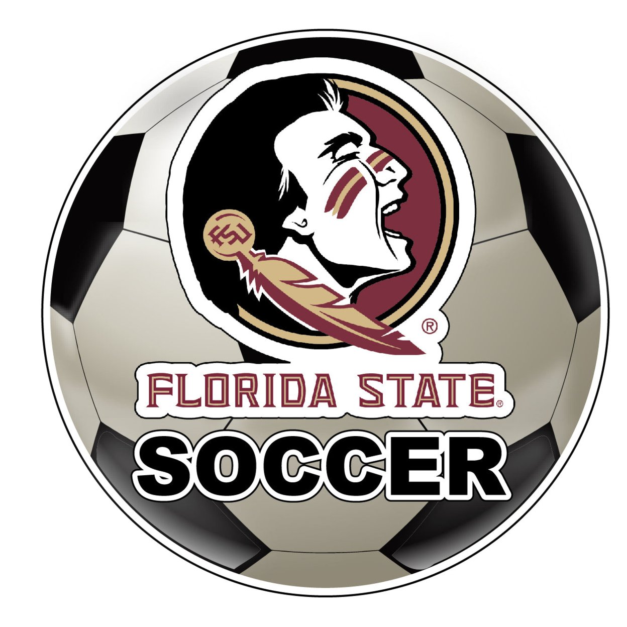 Florida State Seminoles 4-Inch Round Soccer Ball Vinyl Decal Sticker