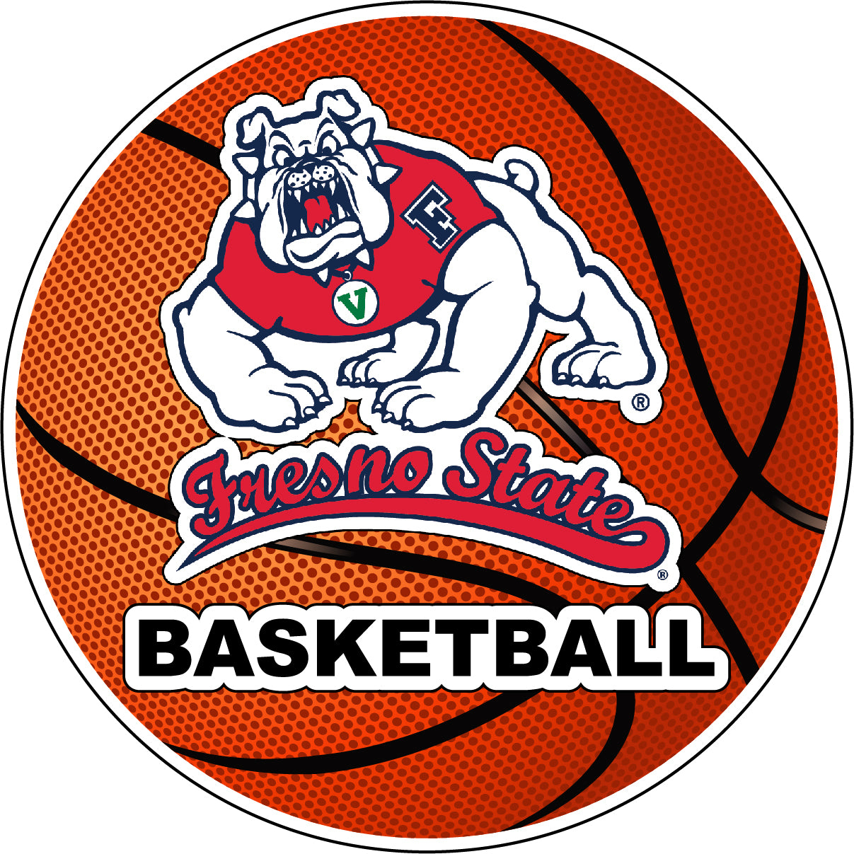 Fresno State Bulldogs 4-Inch Round Basketball Vinyl Decal Sticker