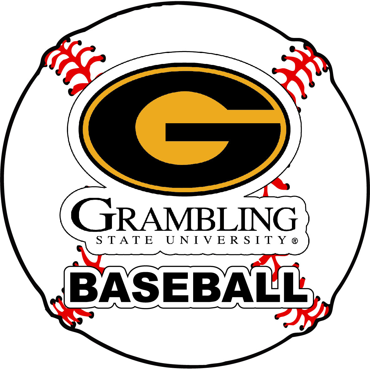 Grambling University Tigers 4-Inch Round Baseball Vinyl Decal Sticker