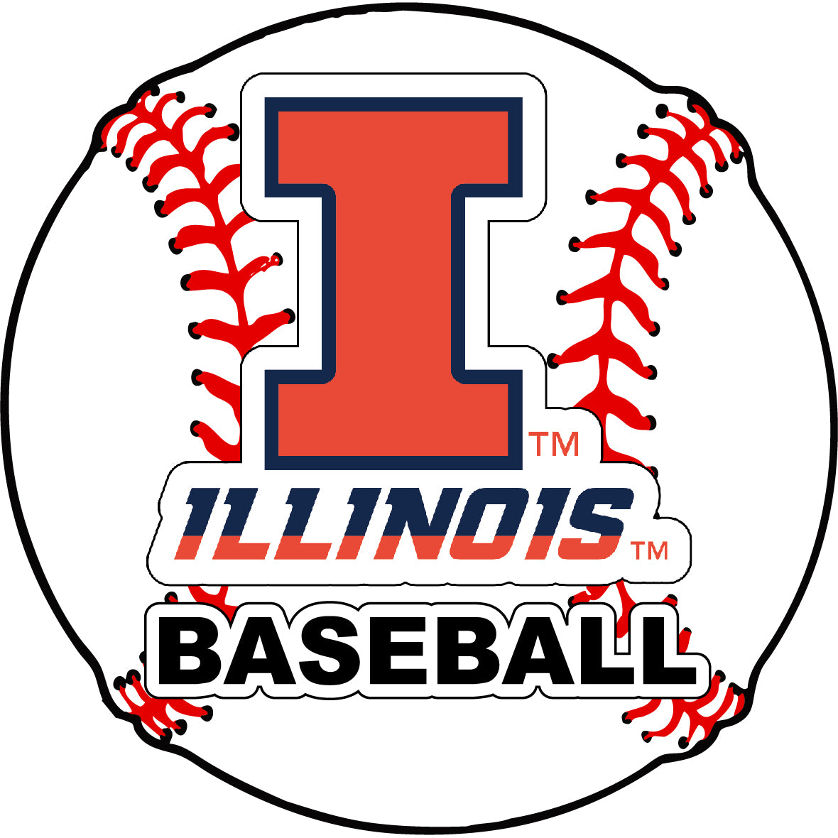 Illinois Fighting Illini 4-Inch Round Baseball Vinyl Decal Sticker