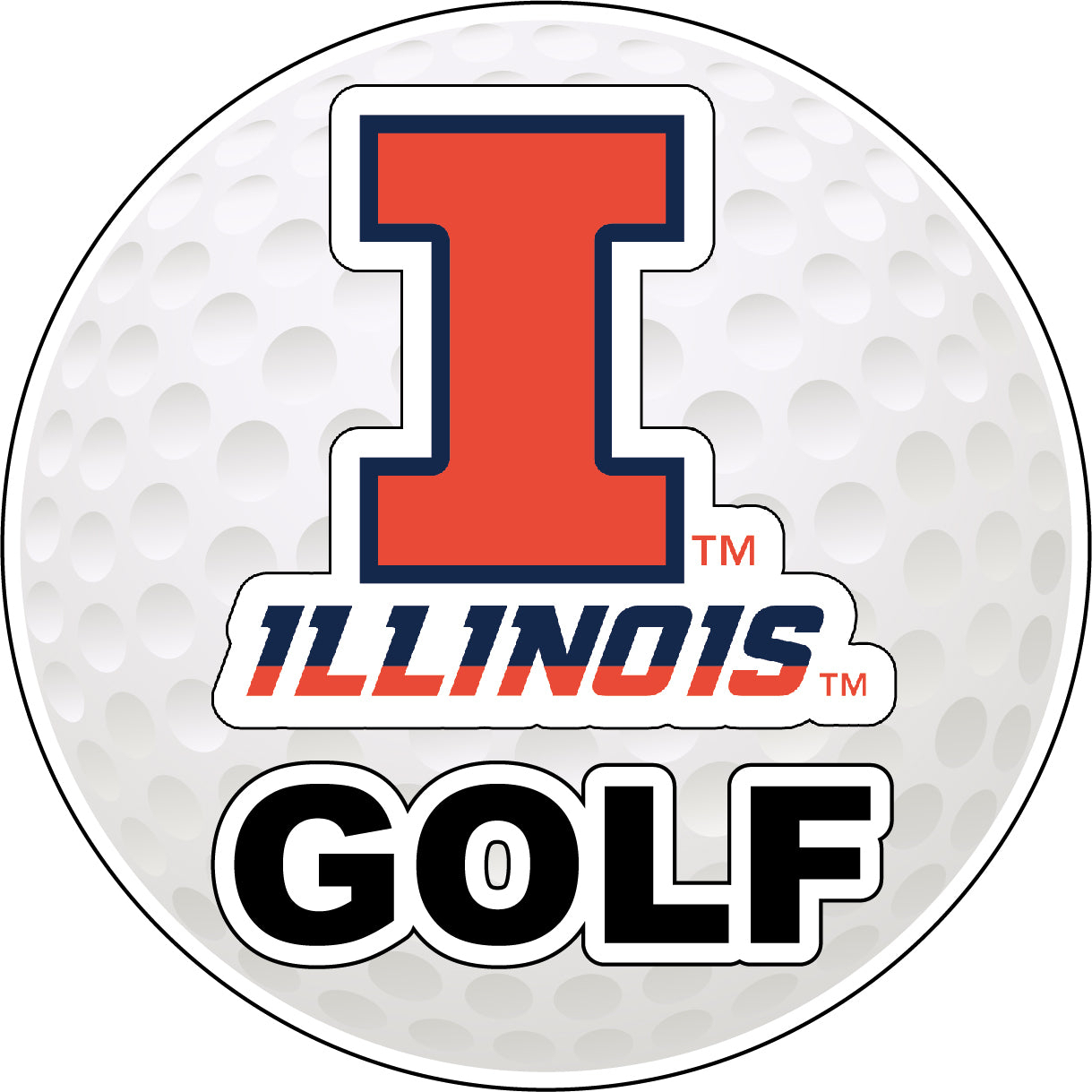 Illinois Fighting Illini 4-Inch Round Golf Ball Vinyl Decal Sticker