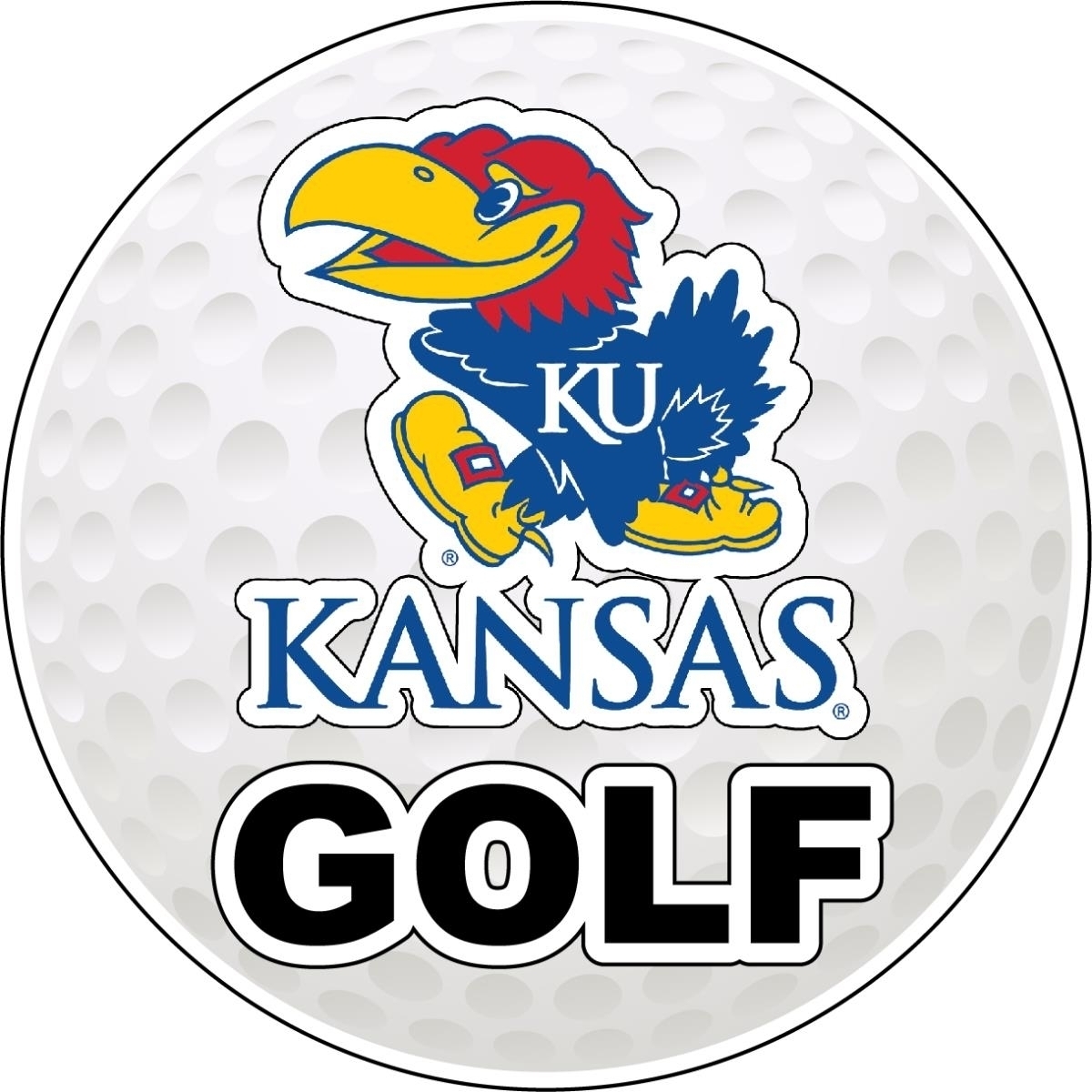 Kansas Jayhawks 4-Inch Round Golf Ball Vinyl Decal Sticker