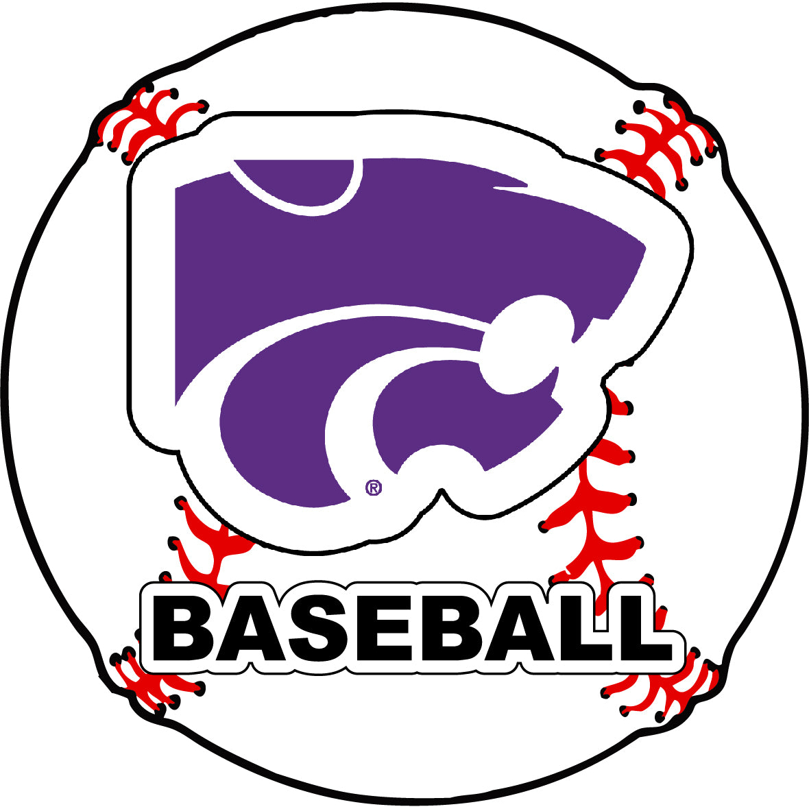 Kansas State Wildcats 4-Inch Round Baseball Vinyl Decal Sticker