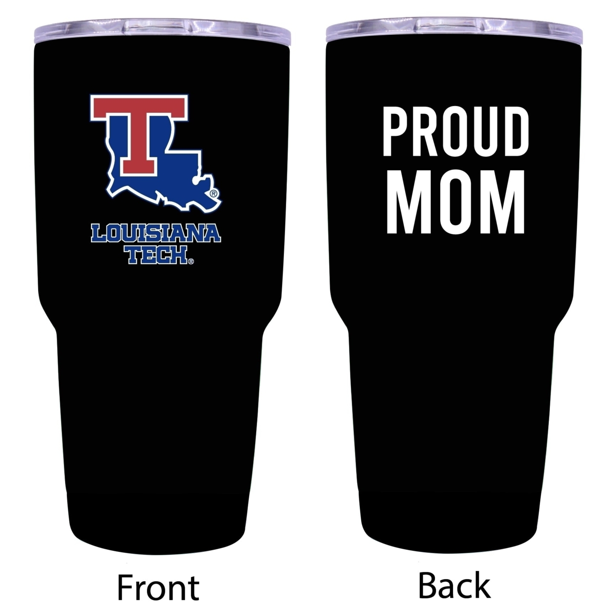 R And R Imports Louisiana Tech Bulldogs Proud Mom 24 Oz Insulated Stainless Steel Tumblers Black.