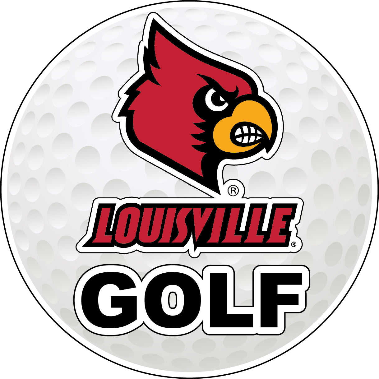 Louisville Cardinals 4-Inch Round Golf Ball Vinyl Decal Sticker