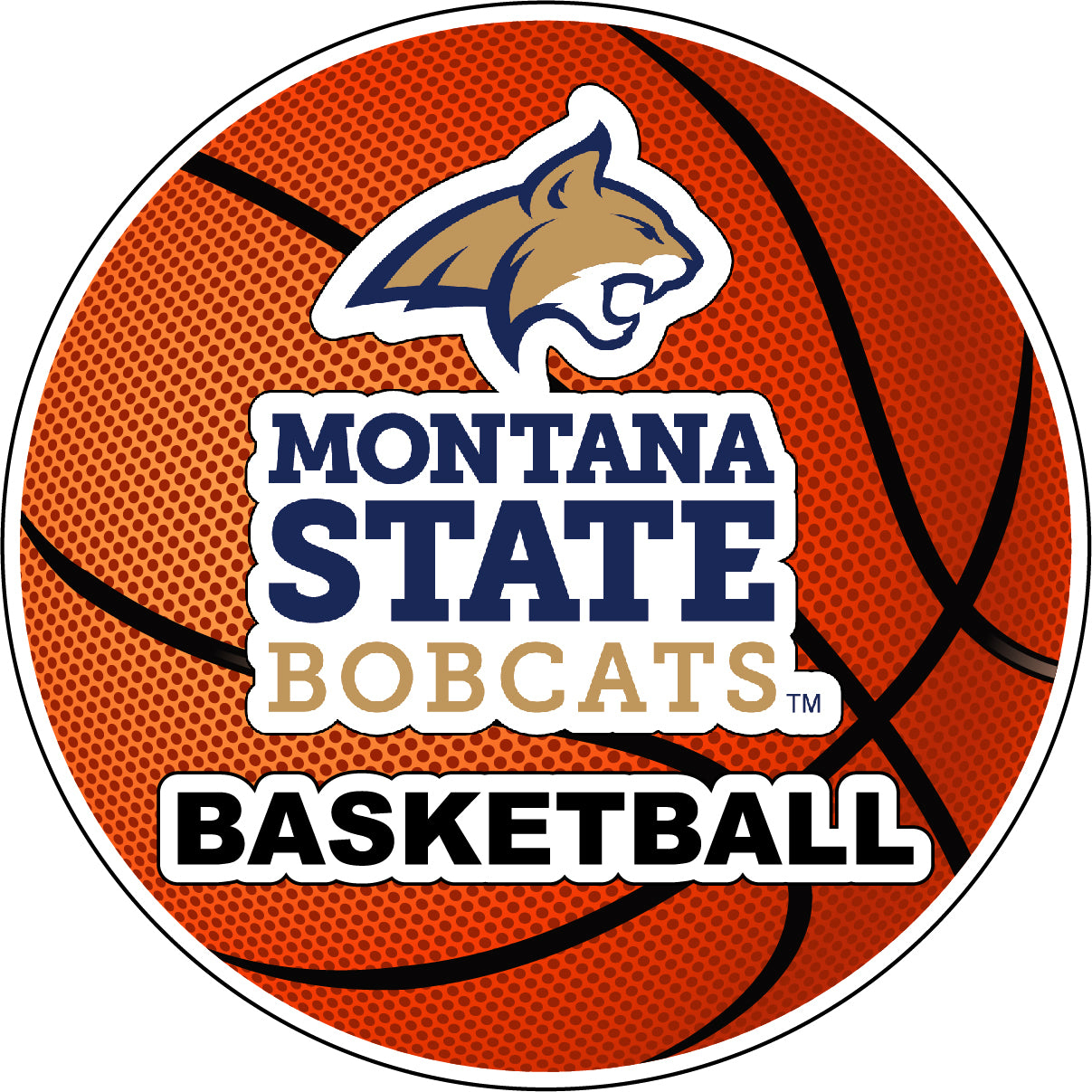Montana State Bobcats 4-Inch Round Basketball Vinyl Decal Sticker