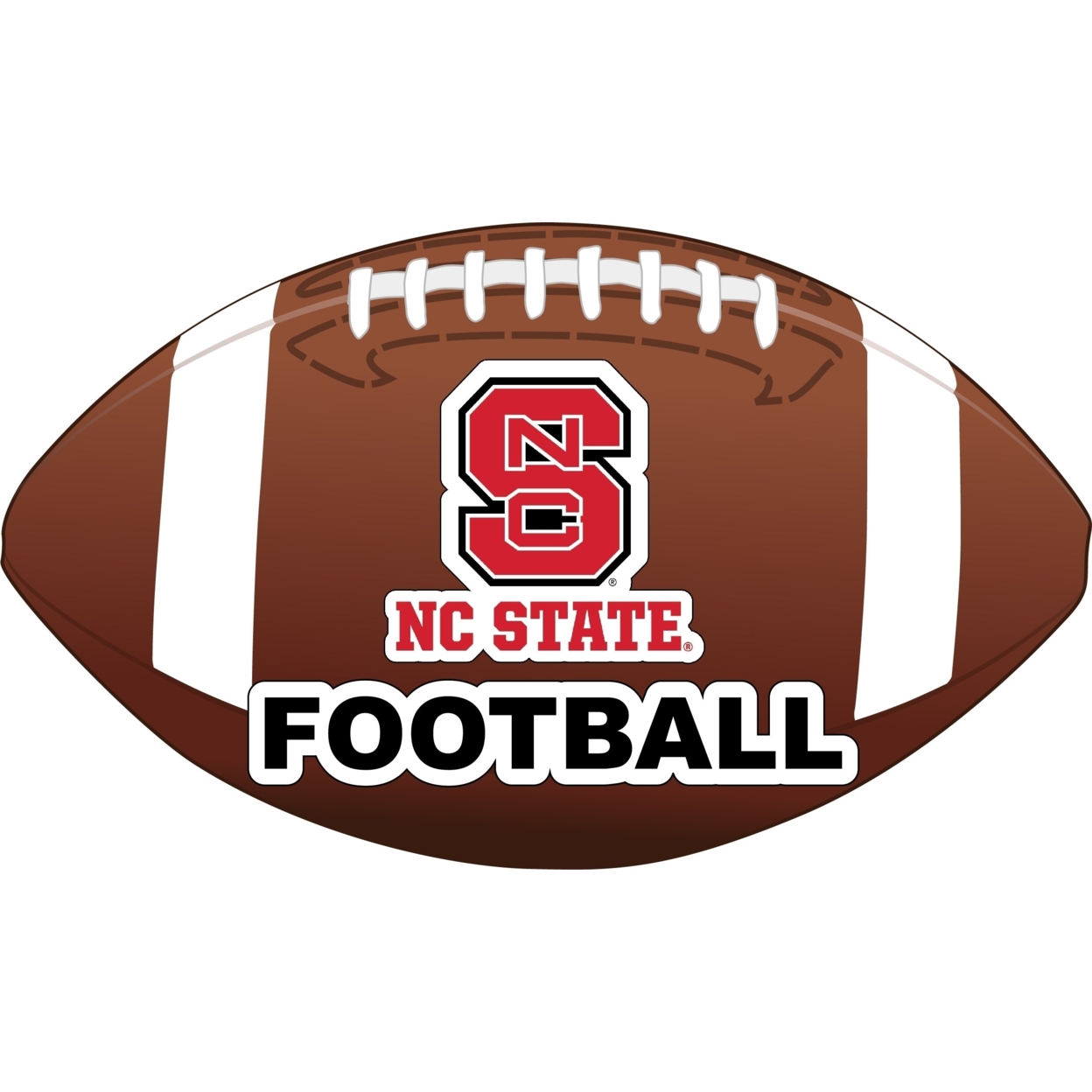 NC State Wolfpack 4-Inch Round Football Vinyl Decal