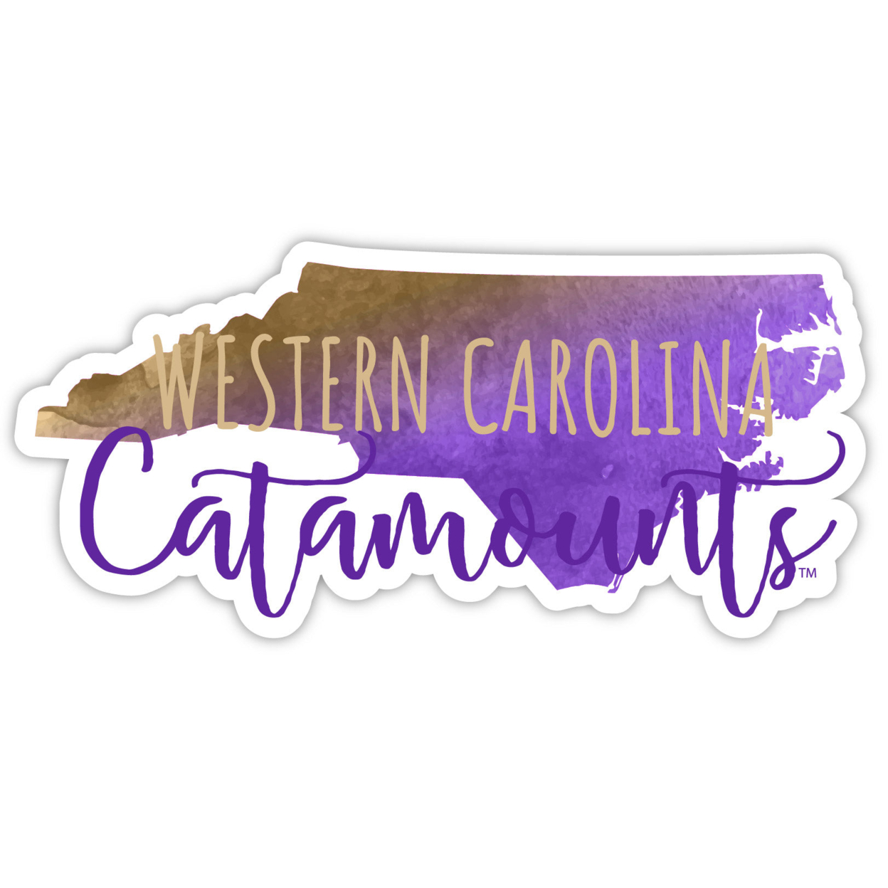 Western Carolina University Watercolor State Die Cut Decal 4-Inch