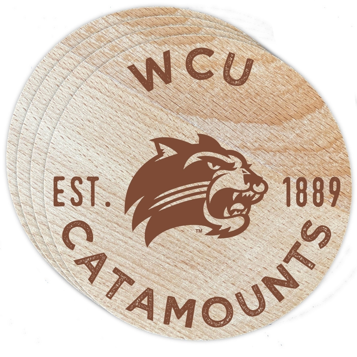Western Carolina University Wood Coaster Engraved 4 Pack