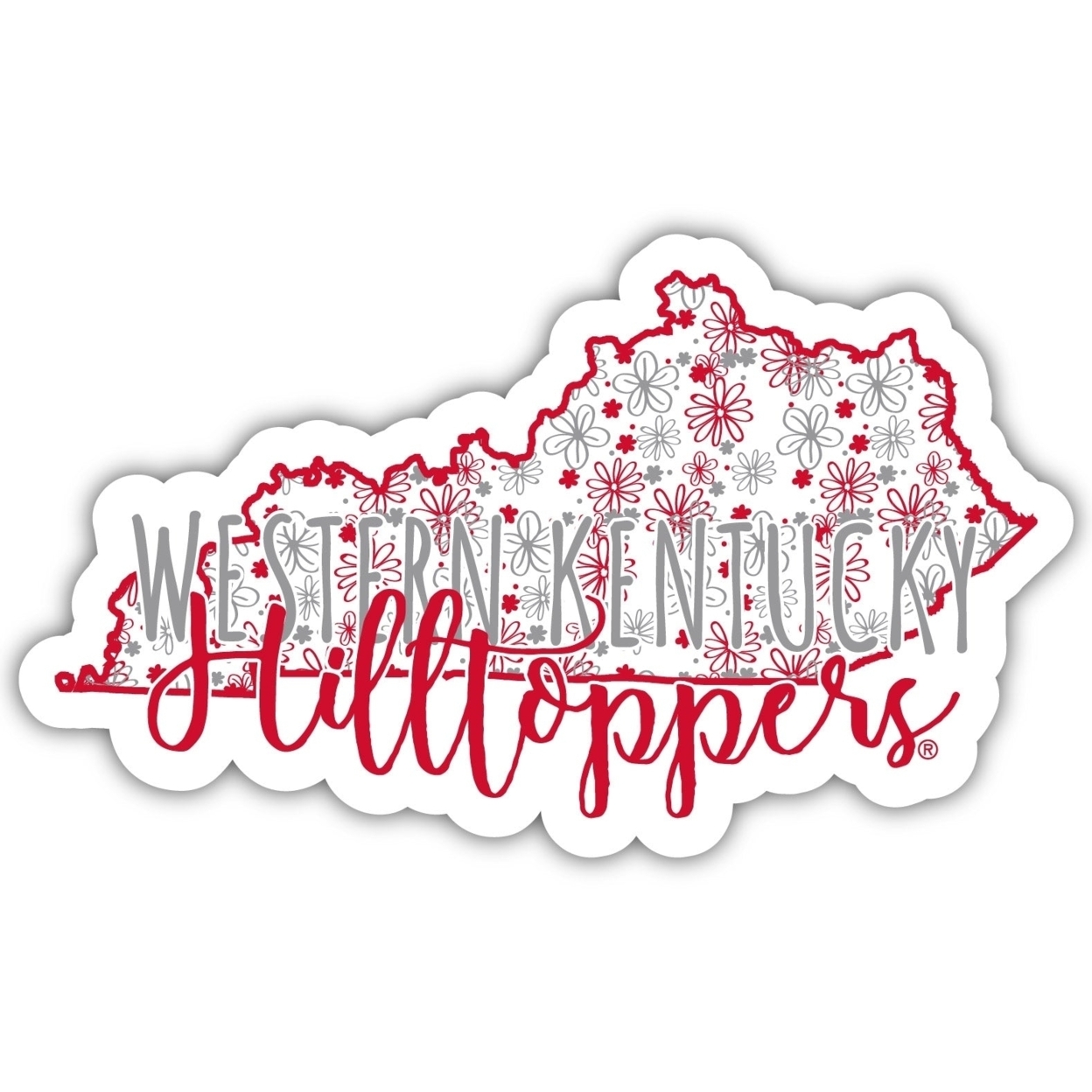 Western Kentucky Hilltoppers Floral State Die Cut Decal 4-Inch