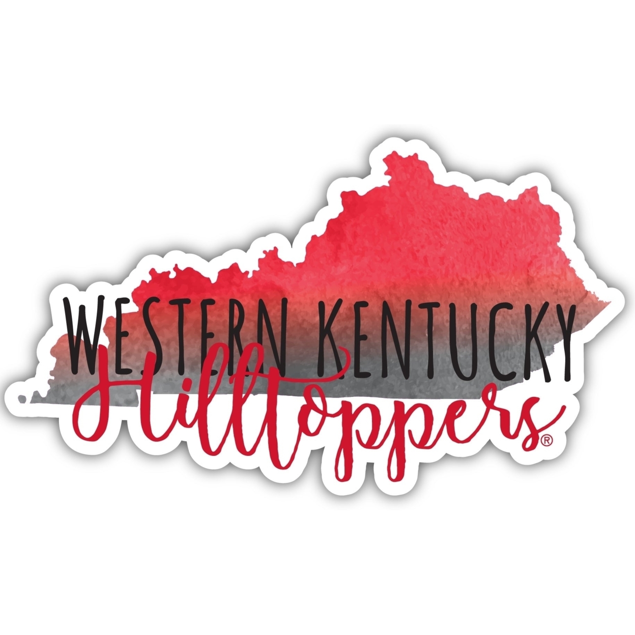 Western Kentucky Hilltoppers Watercolor State Die Cut Decal 4-Inch