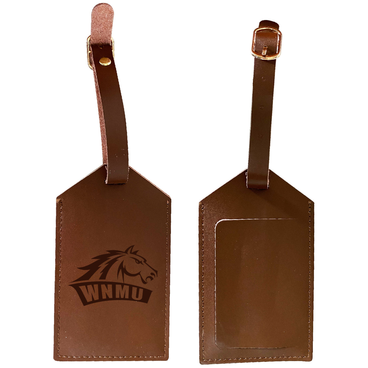Western New Mexico University Leather Luggage Tag Engraved