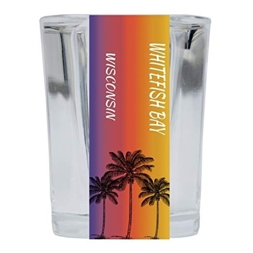 Whitefish Bay Wisconsin 2 Ounce Square Shot Glass Palm Tree Design