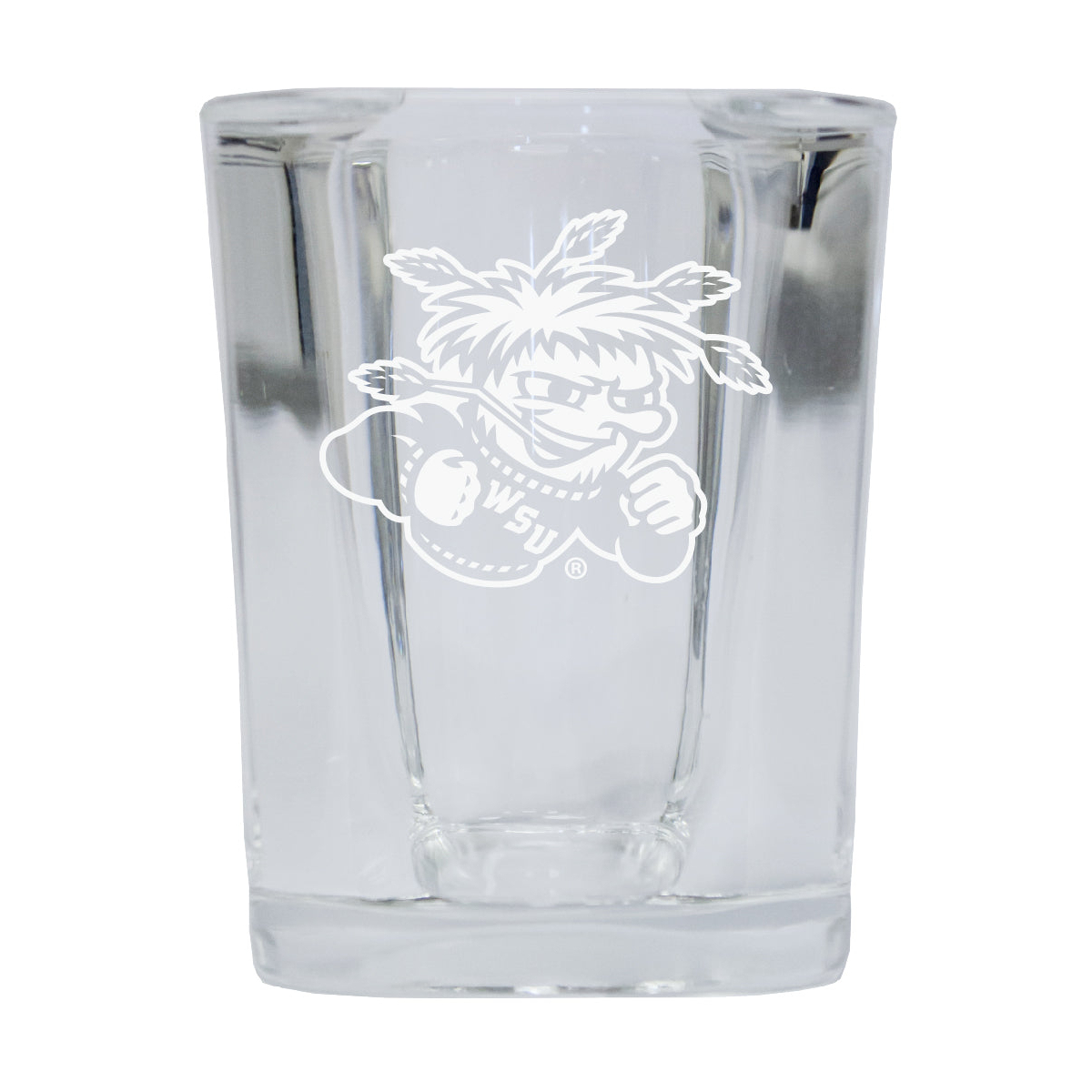 Wichita State Shockers 2 Ounce Square Shot Glass Laser Etched Logo Design