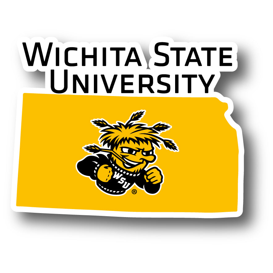 Wichita State Shockers 4 Inch State Shape Vinyl Decal Sticker