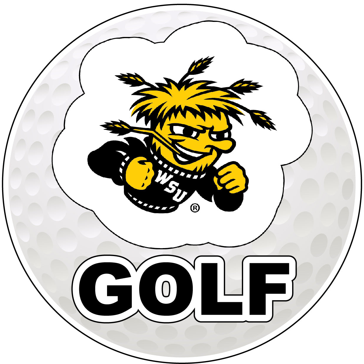Wichita State Shockers 4-Inch Round Golf Ball Vinyl Decal Sticker