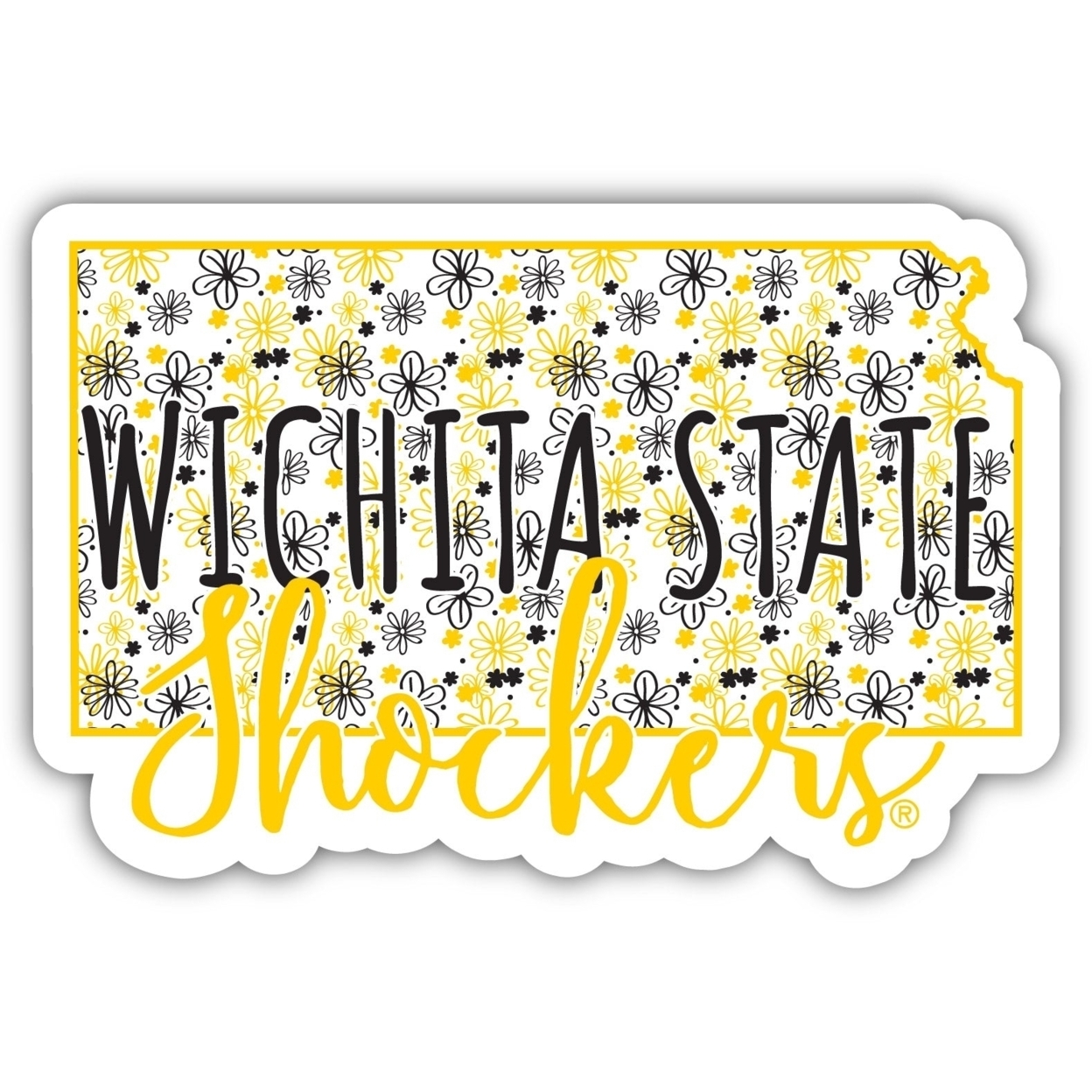 Wichita State Shockers Floral State Die Cut Decal 4-Inch