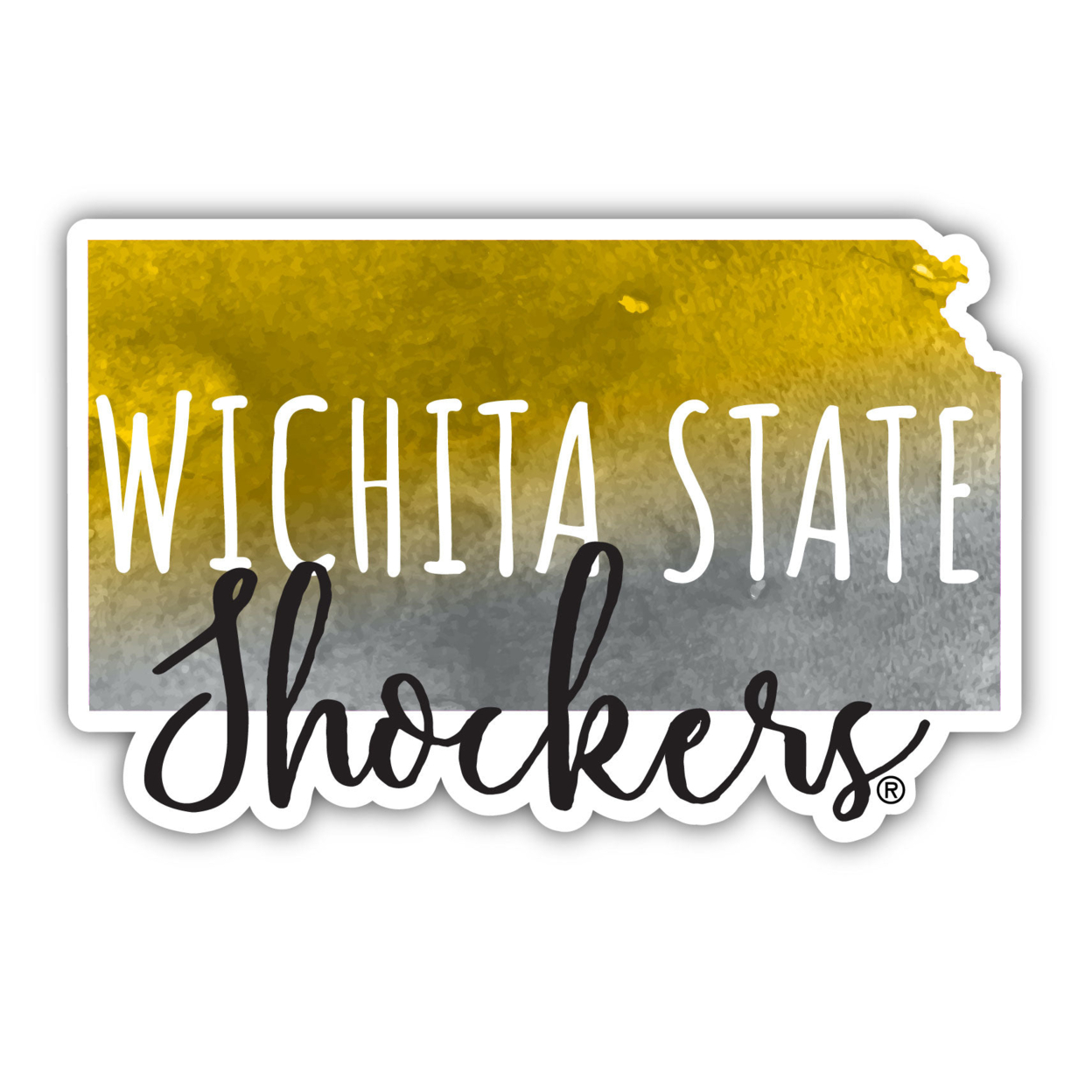 Wichita State Shockers Watercolor State Die Cut Decal 4-Inch