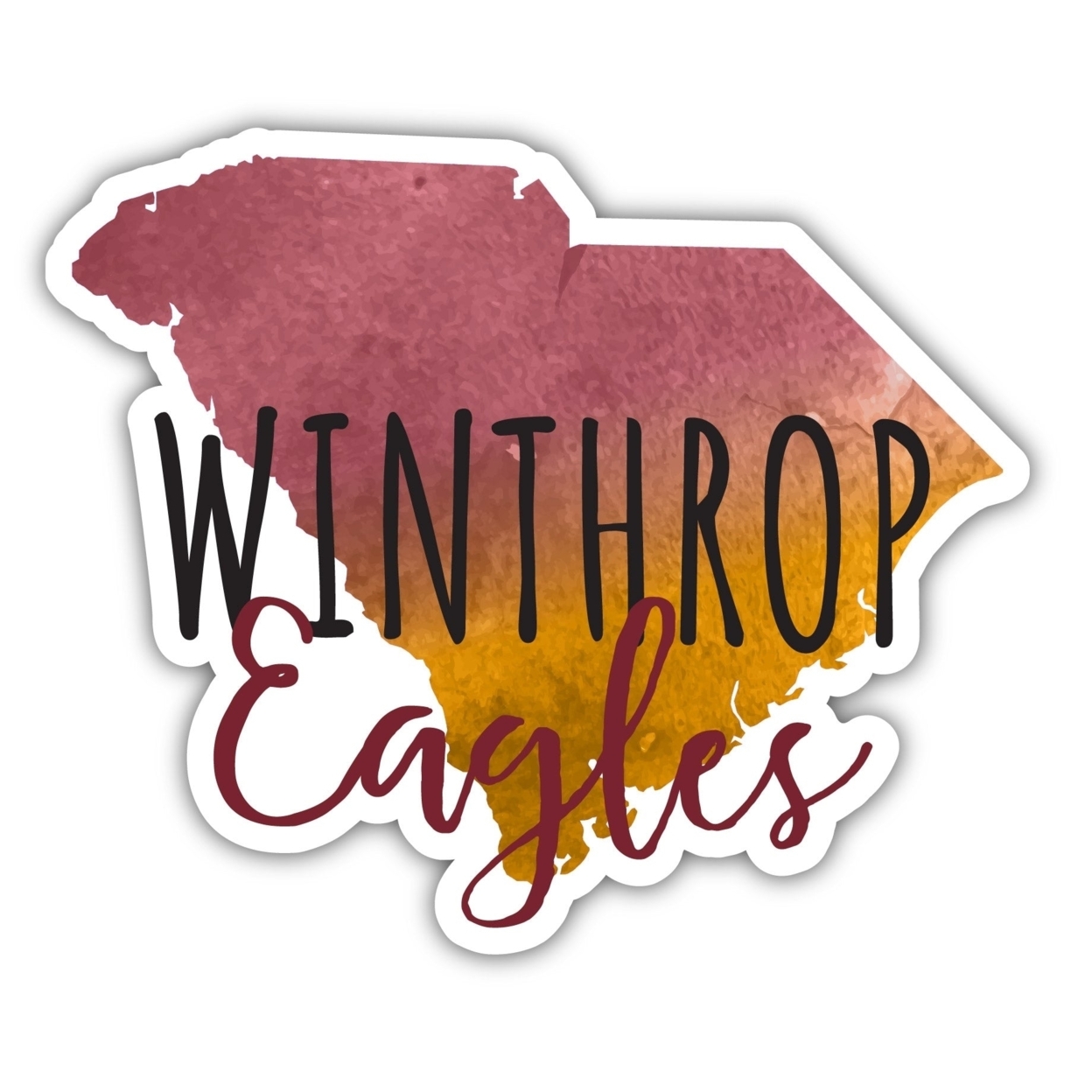 Winthrop University Watercolor State Die Cut Decal 2-Inch