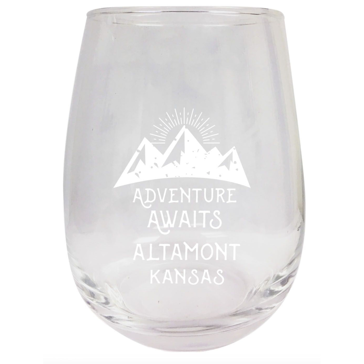 Kansas Engraved Stemless Wine Glass Duo