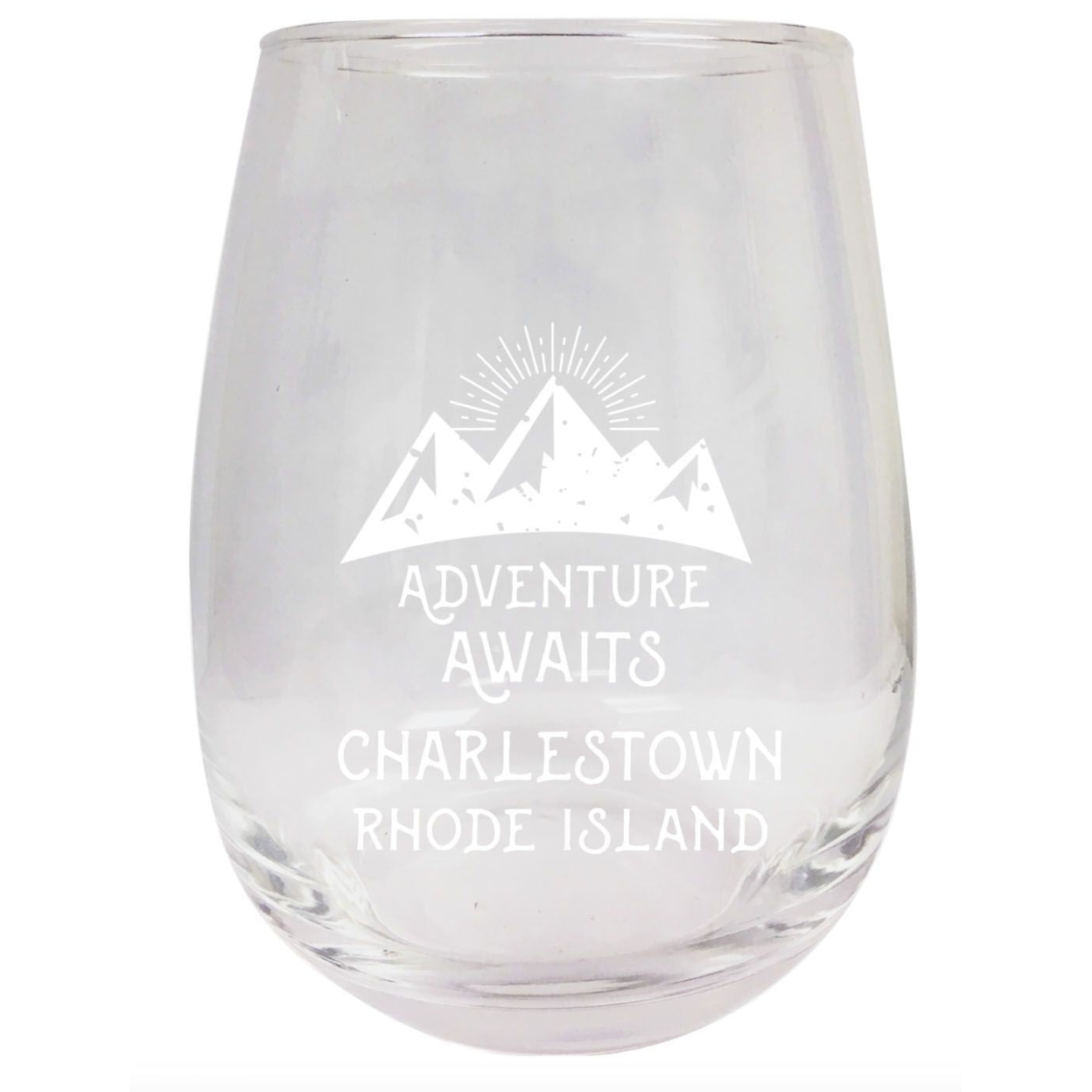 Rhode Island Engraved Stemless Wine Glass Duo