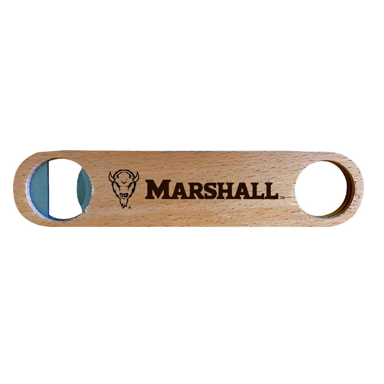 Marshall Thundering Herd Laser Etched Wooden Bottle Opener College Logo Design