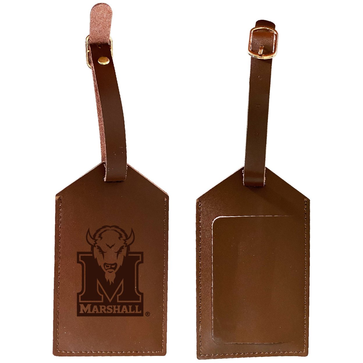 Marshall Thundering Herd Leather Luggage Tag Engraved