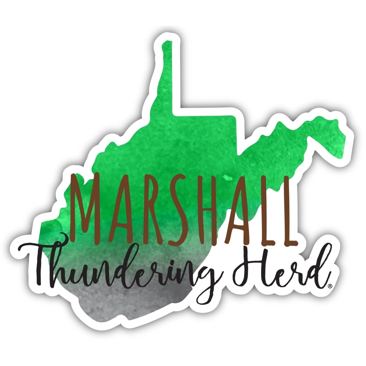 Marshall Thundering Herd Watercolor State Die Cut Decal 4-Inch