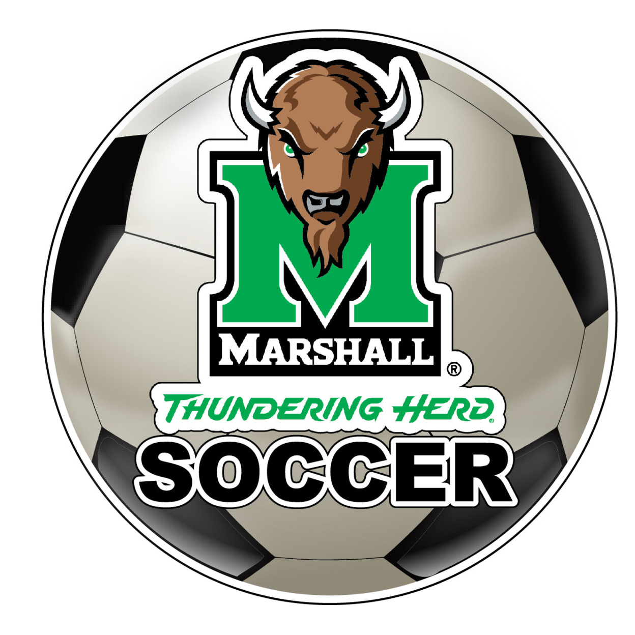 Marshall Thundering Herd 4-Inch Round Soccer Ball Vinyl Decal Sticker