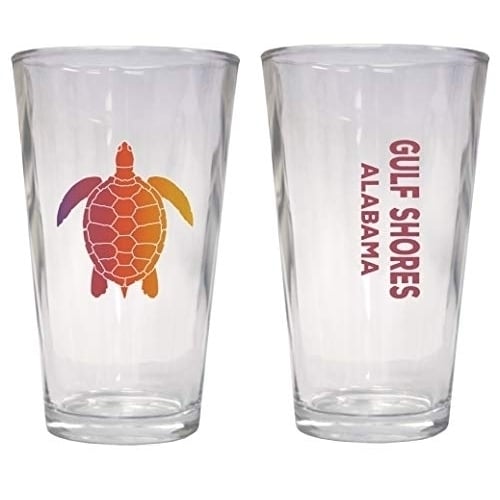 Gulf Shores Alabama Souvenir 16 Oz Pint Glass Turtle Design