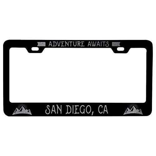 R And R Imports San Diego California Laser Etched Vanity Black Metal License Plate Frame