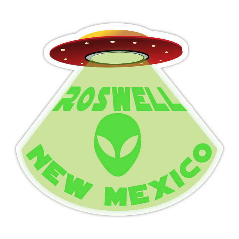 Roswell New Mexico Souvenir UFO Spaceship Alien Decal Sticker - 4 Inch