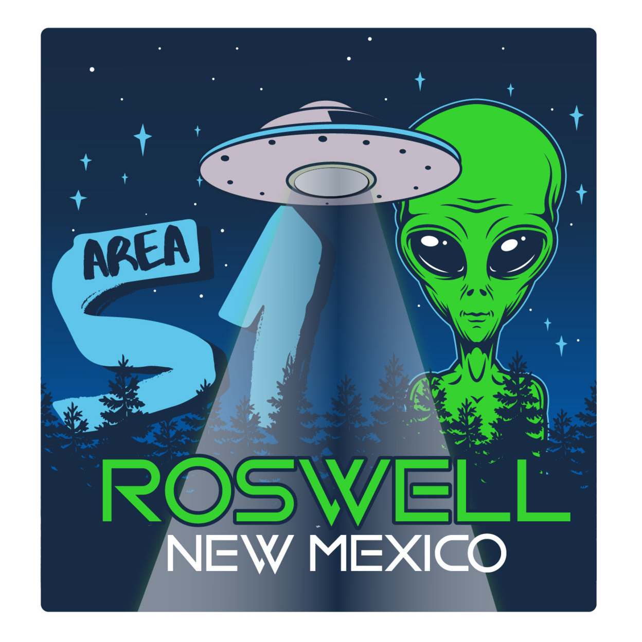 Roswell New Mexico Souvenir UFO Spaceship Area 51 Alien Decal Sticker - 4 Inch