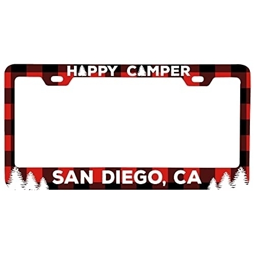 San Diego California Car Metal License Plate Frame Plaid Design