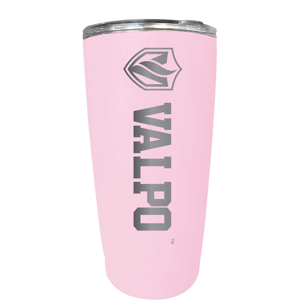Valparaiso University Etched 16 Oz Stainless Steel Tumbler (Gray) - Pink