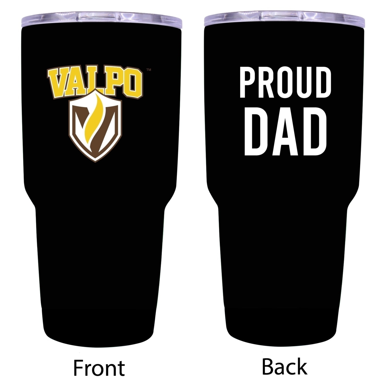 Valparaiso University Proud Dad 24 Oz Insulated Stainless Steel Tumblers Choose Your Color. - Black