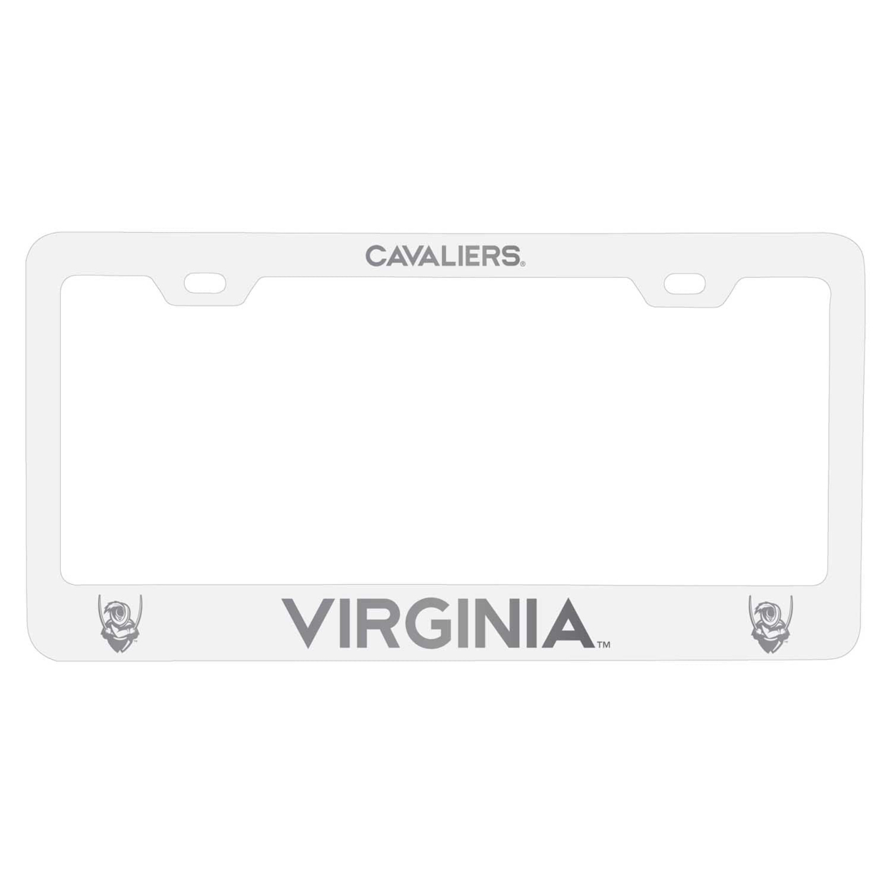 Virginia Cavaliers Laser Engraved Metal License Plate Frame - Choose Your Color - White
